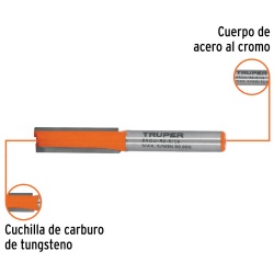 Fresa de Carburo Recta 2 Filos 5/16" x 1/4" Truper 11454