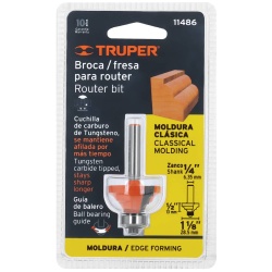 Fresa de Carburo Moldura Clásica 1-1/8" x 1/4" con Rodaje Truper 11486
