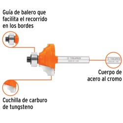 Fresa de Carburo Moldura Clásica 1-1/8" x 1/4" con Rodaje Truper 11486