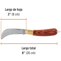 Cuchillo Plegable Universal 8" Tipo Gancho para Electricista Truper 18539