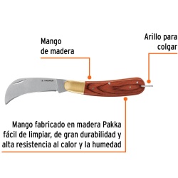 Cuchillo Plegable Universal 8" Tipo Gancho para Electricista Truper 18539
