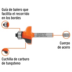 Fresa de Carburo Pecho Paloma 1-1/8" x 1/4" con Rodaje Truper 11479