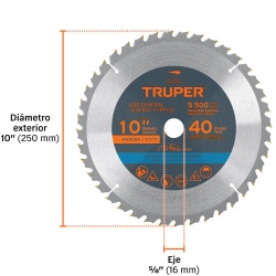 Disco Sierra 10" para Madera 40 D Truper 18305