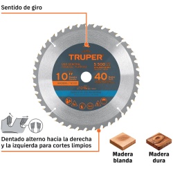 Disco Sierra 10" para Madera 40 D Truper 18305