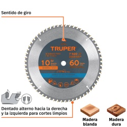 Disco Sierra 10" para Madera 60 D Truper 18306