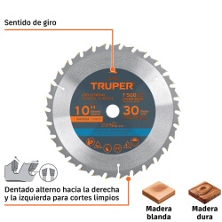 Disco Sierra 10" para Madera 30 D Truper 18304