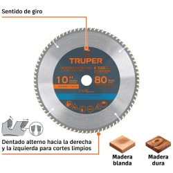 Disco Sierra 10" para Madera 80 D Truper 18309