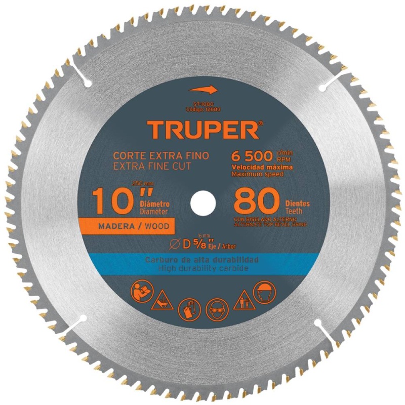 Disco Sierra 10" para Madera 80 D Truper 12683