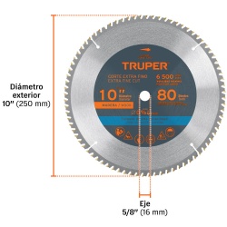 Disco Sierra 10" para Madera 80 D Truper 12683