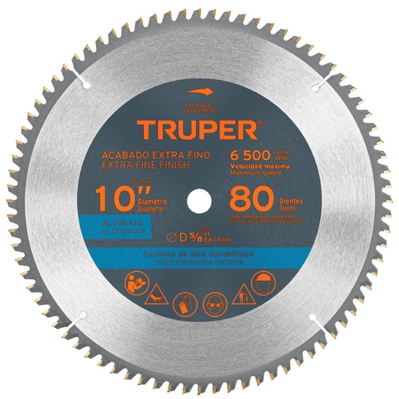 Disco Sierra 10" para Aluminio 80 D Truper 18310