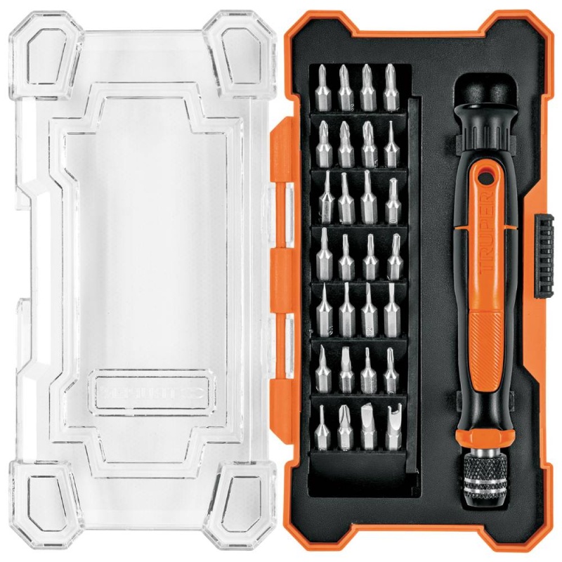 Desarmador de Joyero 1/4" con 28 Puntas Intercambiables Truper 14160