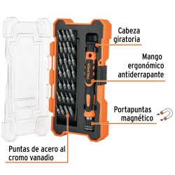 Desarmador de Joyero 1/4" con 28 Puntas Intercambiables Truper 14160