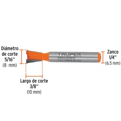 Fresa de Carburo Cola de Pato 5/16" x 1/4" Truper 102717