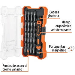 Desarmador de Joyero 1/4" con 16 Puntas Intercambiables Truper 14159