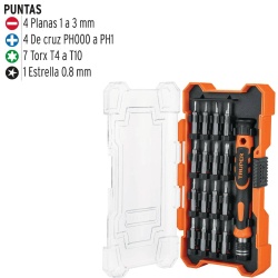 Desarmador de Joyero 1/4" con 16 Puntas Intercambiables Truper 14159