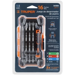 Desarmador de Joyero 1/4" con 16 Puntas Intercambiables Truper 14159