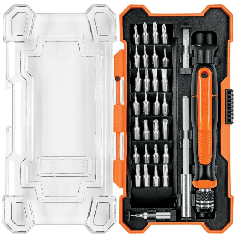 Desarmador de Joyero 1/4" con 30 Puntas Intercambiables Truper 14162