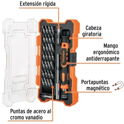 Desarmador de Joyero 1/4" con 30 Puntas Intercambiables Truper 14162