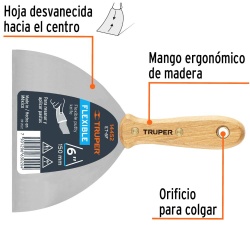 Espátula Flexible 6" con Mango de Madera Truper 14452