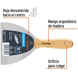 Espátula Flexible 5" con Mango de Madera Truper 14451