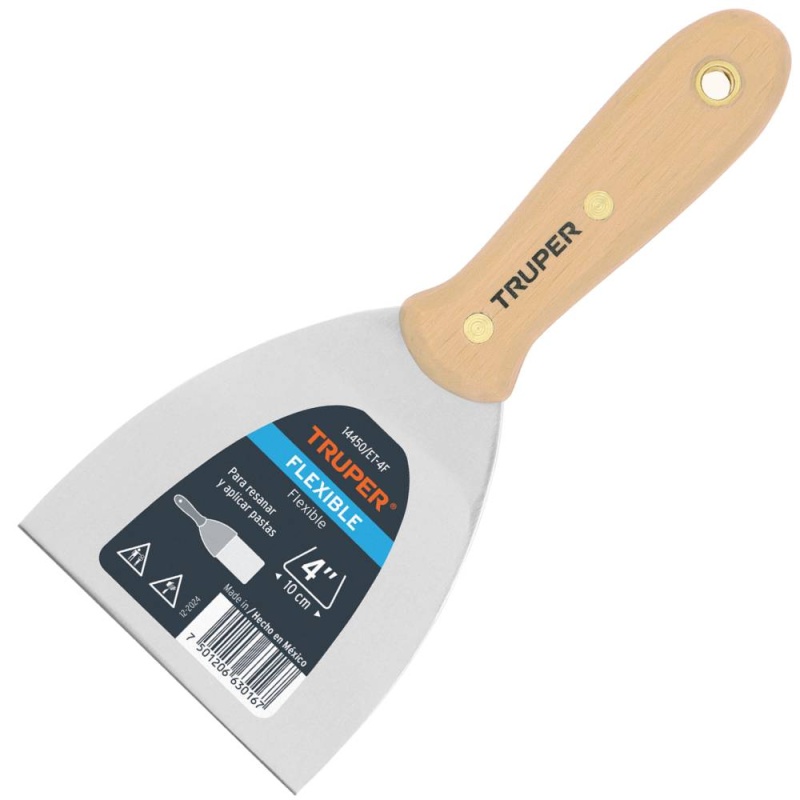 Espátula Flexible 4" con Mango de Madera Truper 14450