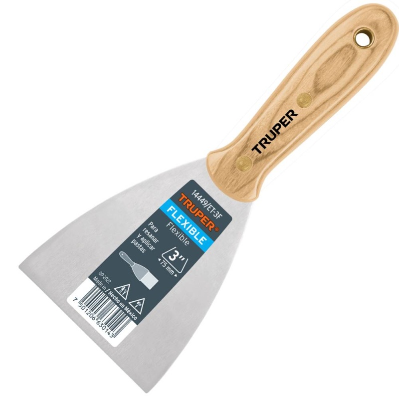 Espátula Flexible 3" con Mango de Madera Truper 14449