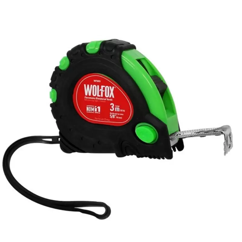 Cinta Métrica Verde (wincha) Flexómetro Bimetal 3mts WF9491 Wolfox
