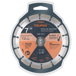 Disco diamantado Segmentado 7" x 2.5 mm para Concreto Truper 11580