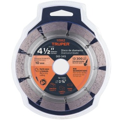 Disco diamantado Segmentado 4-1/2" x 2.1 mm para Concreto Truper 11582