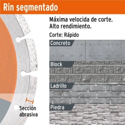 Disco diamantado Segmentado 4-1/2" x 2.1 mm para Concreto Truper 11582