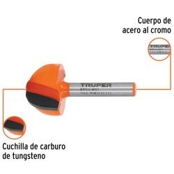 Fresa de Carburo 1" x 1/4" Media Caña Truper 102723