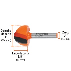 Fresa de Carburo 1" x 1/4" Media Caña Truper 102723