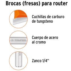 Fresas Macho y Hembra 5/8" x 1/4" con Rodaje para Machimbrado Truper 102728