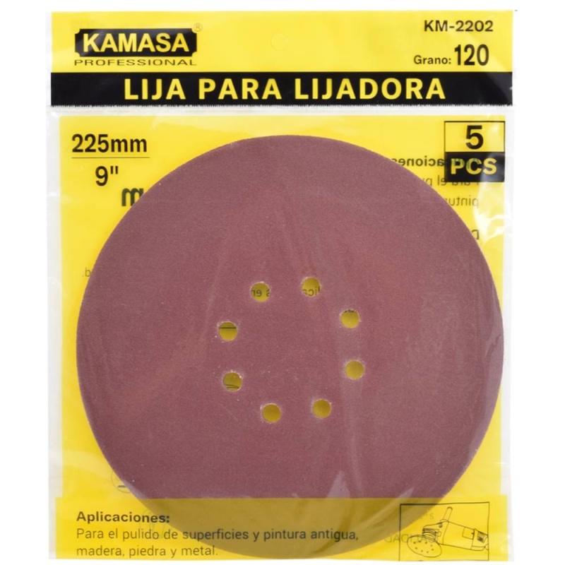 Set de Lijas para Lijadora de Pared 9" (225 mm) Grano 120 5Und Kamasa KM2202