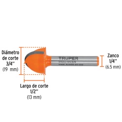 Fresa de Carburo 3/4" x 1/4" Media Caña Truper 11463