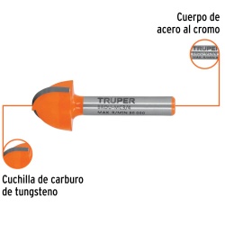 Fresa de Carburo 3/4" x 1/4" Media Caña Truper 11463