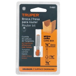 Fresa de Carburo 3/8" x 1/4" Media Caña Truper 11461