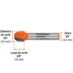 Fresa de Carburo 3/8" x 1/4" Media Caña Truper 11461