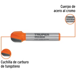 Fresa de Carburo 3/8" x 1/4" Media Caña Truper 11461