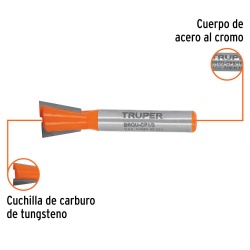 Fresa de Carburo Cola de Pato 1/2" x 1/4" Truper 11475