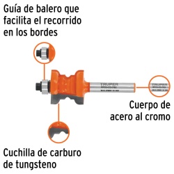 Fresa de Carburo Collarin 7/8" x 1/4" con Rodaje Truper 10677