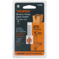 Fresa de Carburo 1/2"x 1/4" Corte en V Truper 11466