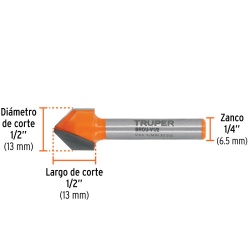 Fresa de Carburo 1/2"x 1/4" Corte en V Truper 11466