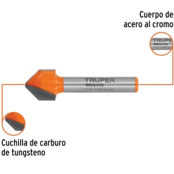 Fresa de Carburo 1/2"x 1/4" Corte en V Truper 11466