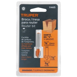 Fresa de Carburo 3/8"x 1/4" Corte en V Truper 11465