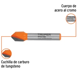 Fresa de Carburo 3/8"x 1/4" Corte en V Truper 11465