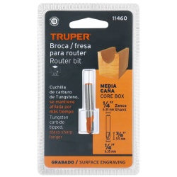 Fresa de Carburo 1/4" x 1/4" Media Caña Truper 11460