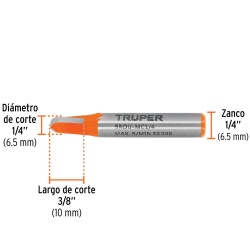 Fresa de Carburo 1/4" x 1/4" Media Caña Truper 11460