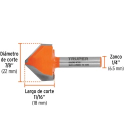 Fresa de Carburo 7/8"x 1/4" Corte en V Truper 11467