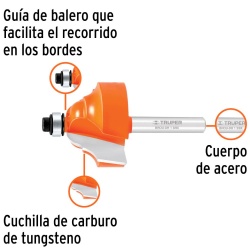 Fresa Doble Romana 1-3/8"x 1/4" con Rodaje Truper 11481